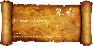 Miron Aletta névjegykártya